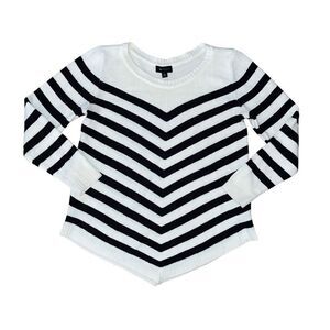 AB STUDIO Black & White Striped Knit Sweater Size XL